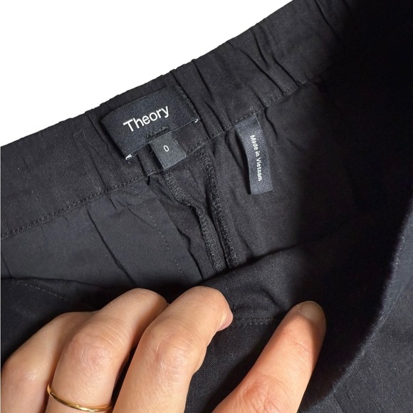 Theory Treeca Pull-On Cropped Pants Black Size 0 Linen Blend 26” Inseam - Picture 4 of 5